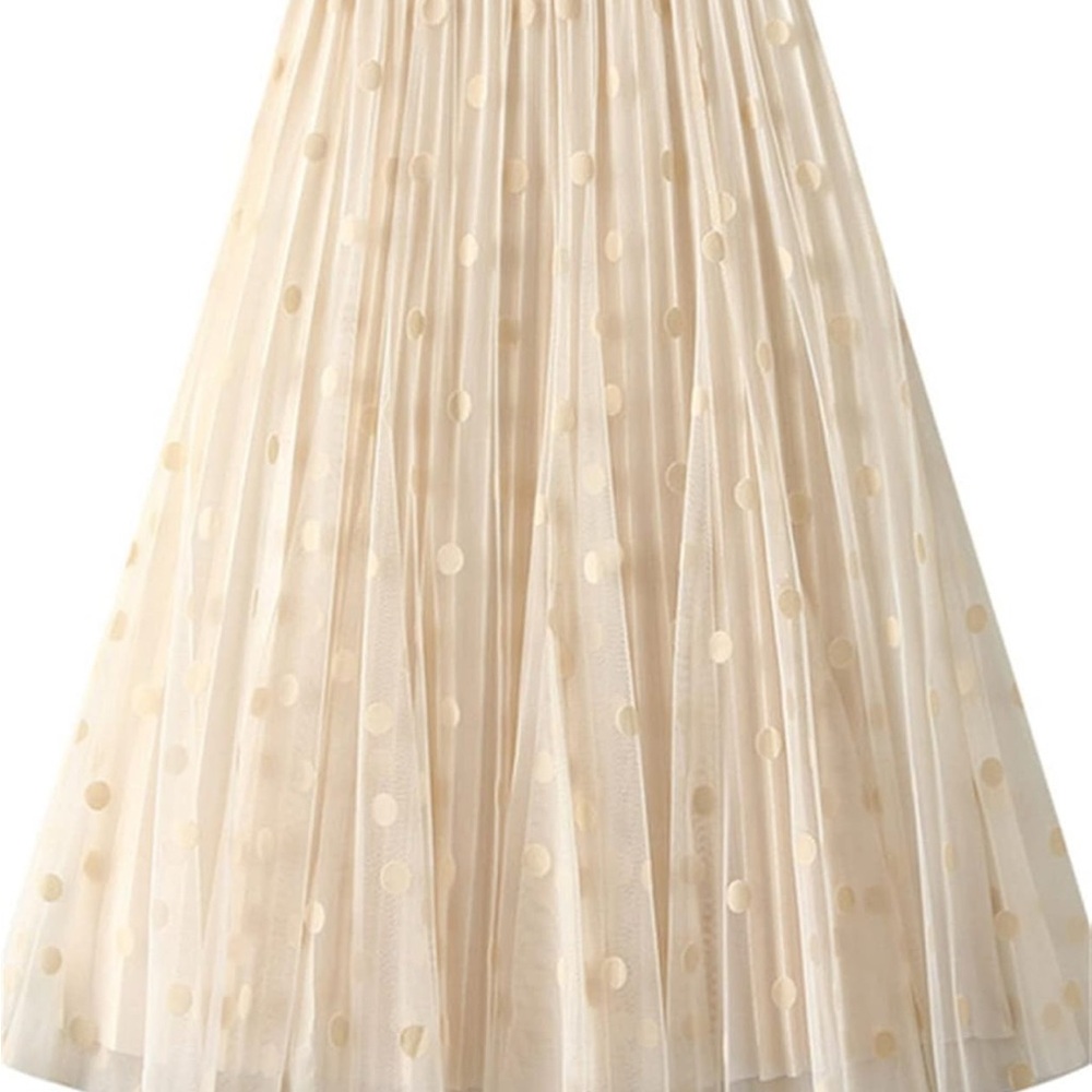Elegant Cream Polka Dot Skirt